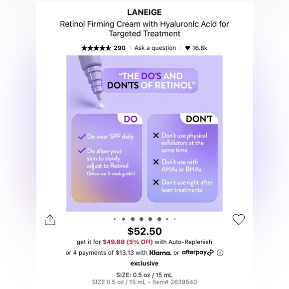 COPY - LANIEIGE RETINOL FIRMING CREAM TREATMENT - BRAND NEW IN THE BOX! - Picture 11 of 16